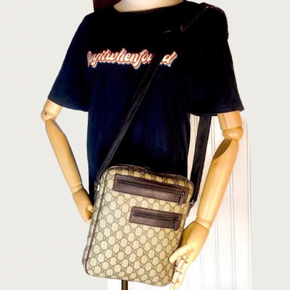 MGUCCI Supreme GG Leather Coated Canvas Crossbody Messenger Bag + Gucci Dust Bag - Picture 4 of 17